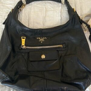 Prada Black vitello shine shoulder bag